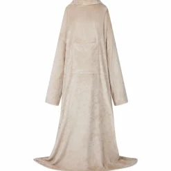 vidaXL Tæppe-hoodie Beige F Flannel