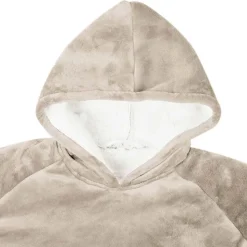 vidaXL Tæppe-hoodie Beige M Fleece og Flannel