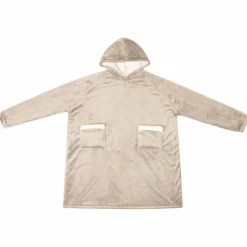 vidaXL Tæppe-hoodie Beige M Fleece og Flannel