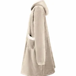 vidaXL Tæppe-hoodie Beige M Fleece og Flannel