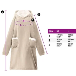 vidaXL Tæppe-hoodie Beige M Fleece og Flannel