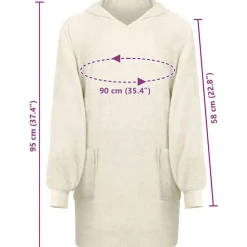 vidaXL Tæppe-hoodie KINN Creme L Bomuld