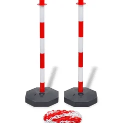 vidaXL trafikpælesæt med plastikkæde på 10 cm