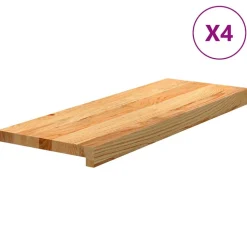 vidaXL trappemåtter 4 stk lysebrun 70x25x2 cm massivt egetræ