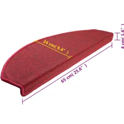 vidaXL trappemåtter 15 stk. 65x24x4 cm rød halvrund store