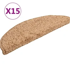 vidaXL trappemåtter 15 stk. 56x17x3 cm beige halvrunde