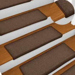 vidaXL trappemåtter 15 stk. 65x21x4 cm brune rektangulære kanter