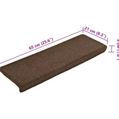vidaXL trappemåtter 15 stk. 65x21x4 cm brune rektangulære kanter