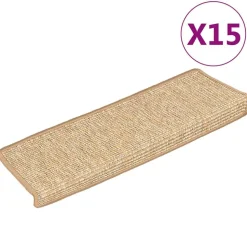 vidaXL trappemåtter 15 stk. 65x21x4 cm lysebrune rektangulære kanter