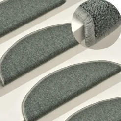 vidaXL trappemåtter 15 stk. 56x17x3 cm mørkegrønne halvrunde