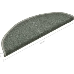 vidaXL trappemåtter 15 stk. 56x17x3 cm mørkegrønne halvrunde