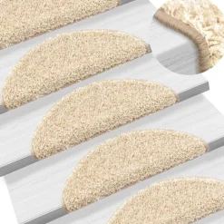 vidaXL trappemåtter 15 stk. 56x17x3 cm cremefarvede halvrund