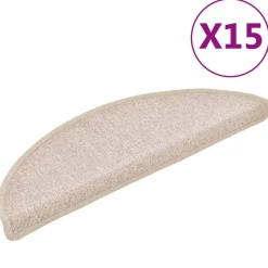 vidaXL trappemåtter 15 stk. 56x17x3 cm taupe halvrund