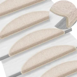 vidaXL trappemåtter 15 stk. 56x17x3 cm taupe halvrund