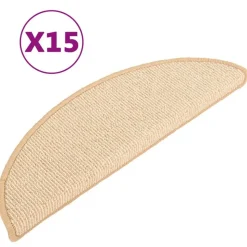 vidaXL trappemåtter 15 stk. 56x17x3 cm cremefarvede halvrund