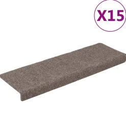 vidaXL trappemåtter selvklæbende 15 stk. 65x21x4 cm beige rektangulær kant