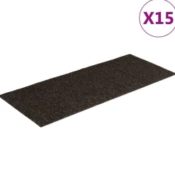 vidaXL trappemåtter selvklæbende 15 stk. 60x25 cm mørkebrune rektangulære