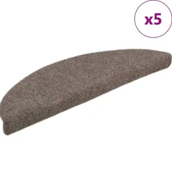 vidaXL trappemåtter selvklæbende 5 stk. 56x17x3 cm beige halvrund