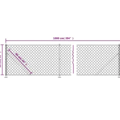 vidaXL trådhegn med flange 0,8x10 m antracitgrå