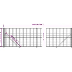 vidaXL trådhegn med flange 1x10 m grøn