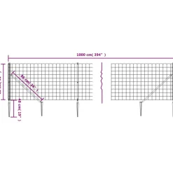 vidaXL trådhegn med jordspyd 0,8x10 m antracitgrå