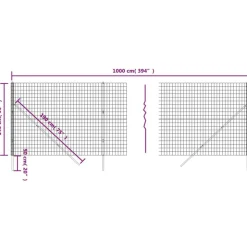 vidaXL trådhegn 1,4x10 m galvaniseret stål antracitgrå