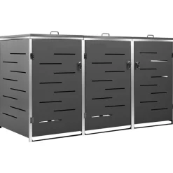 vidaXL tredobbelt skraldespandsskjuler 207x77,5x112,5 cm rustfrit stål