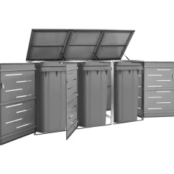 vidaXL tredobbelt skraldespandsskjuler 207x77,5x112,5 cm rustfrit stål