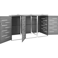 vidaXL tredobbelt skraldespandsskjuler 207x77,5x112,5 cm rustfrit stål