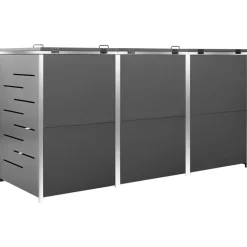 vidaXL tredobbelt skraldespandsskjuler 207x77,5x112,5 cm rustfrit stål