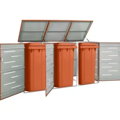 vidaXL tredobbelt skraldespandsskjuler 207x77,5x112,5 cm rustfrit stål