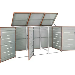 vidaXL tredobbelt skraldespandsskjuler 207x77,5x112,5 cm rustfrit stål
