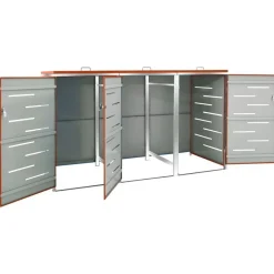 vidaXL tredobbelt skraldespandsskjuler 207x77,5x112,5 cm rustfrit stål