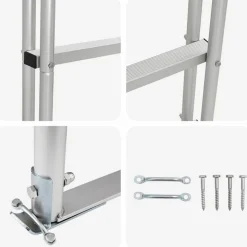 vidaXL 3-trins dokstige Sølv 45 x 11,5 x 134 cm Aluminium