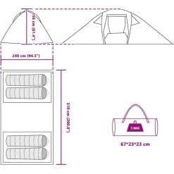 vidaXL Tunnel telt med tag med opbevaring Grøn 510 x 240 x 156 cm taft