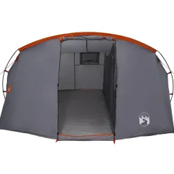 vidaXL Tunnel telt 4-personer med tag Grå og orange 318 x 275 x 140 cm