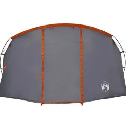 vidaXL Tunnel telt 4-personer med tag Grå og orange 318 x 275 x 140 cm