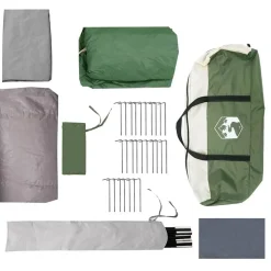 vidaXL Tunnel telt 4-personer med tag Grøn og Hvid 740 x 370 x 220 cm