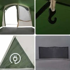 vidaXL Tunnel telt 4-personer med tag Grøn og Hvid 740 x 370 x 220 cm