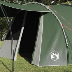 vidaXL Tunnel telt 4-personer med tag Grøn og Hvid 740 x 370 x 220 cm