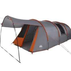 vidaXL Tunnel telt 4-personer med tag Grå og orange 740 x 370 x 220 cm