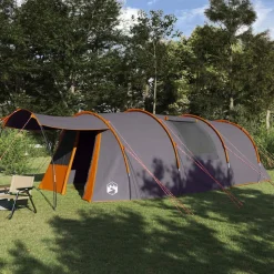 vidaXL Tunnel telt 4-personer med tag Grå og orange 740 x 370 x 220 cm