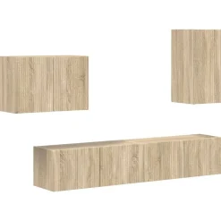 vidaXL Tv vægskab sæt Vægmonteret 4 pcs Sonoma eg Konstrueret træ