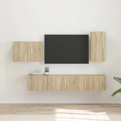 vidaXL Tv vægskab sæt Vægmonteret 4 pcs Sonoma eg Konstrueret træ