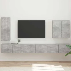 vidaXL Tv vægskab sæt Vægmonteret 6 pcs Beton Grå