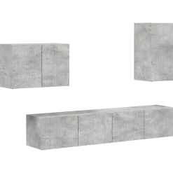 vidaXL Tv vægskab sæt Vægmonteret 4 pcs Beton Grå Konstrueret træ