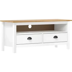vidaXL tv-bord Hill 110x40x47 cm massivt fyrretræ hvid