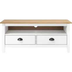 vidaXL tv-bord Hill 110x40x47 cm massivt fyrretræ hvid