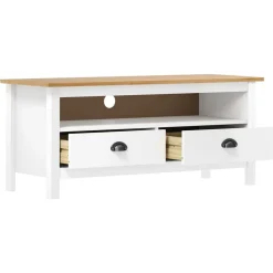 vidaXL tv-bord Hill 110x40x47 cm massivt fyrretræ hvid