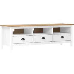 vidaXL tv-bord Hill 158x40x47 cm massivt fyrretræ hvid